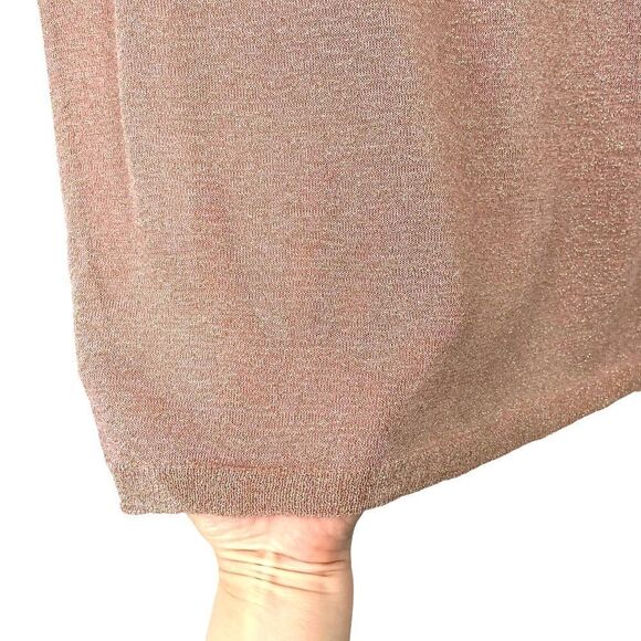 White + Warren Fine Knit Gold T shirt Blouse Sz XS metallic shimmer‎ pink - Picture 5 of 6